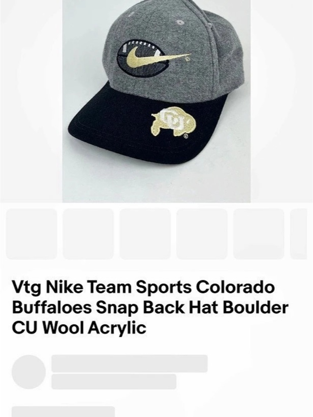 Nike Vintage Nike Team Sports Colorado Buffaloes Snapback Hat Vintage Team